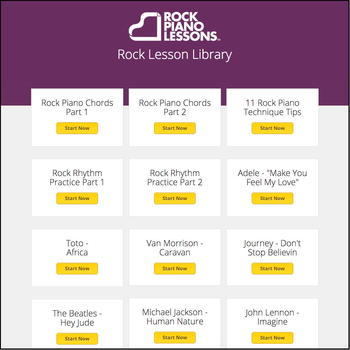 library of rock piano songs
